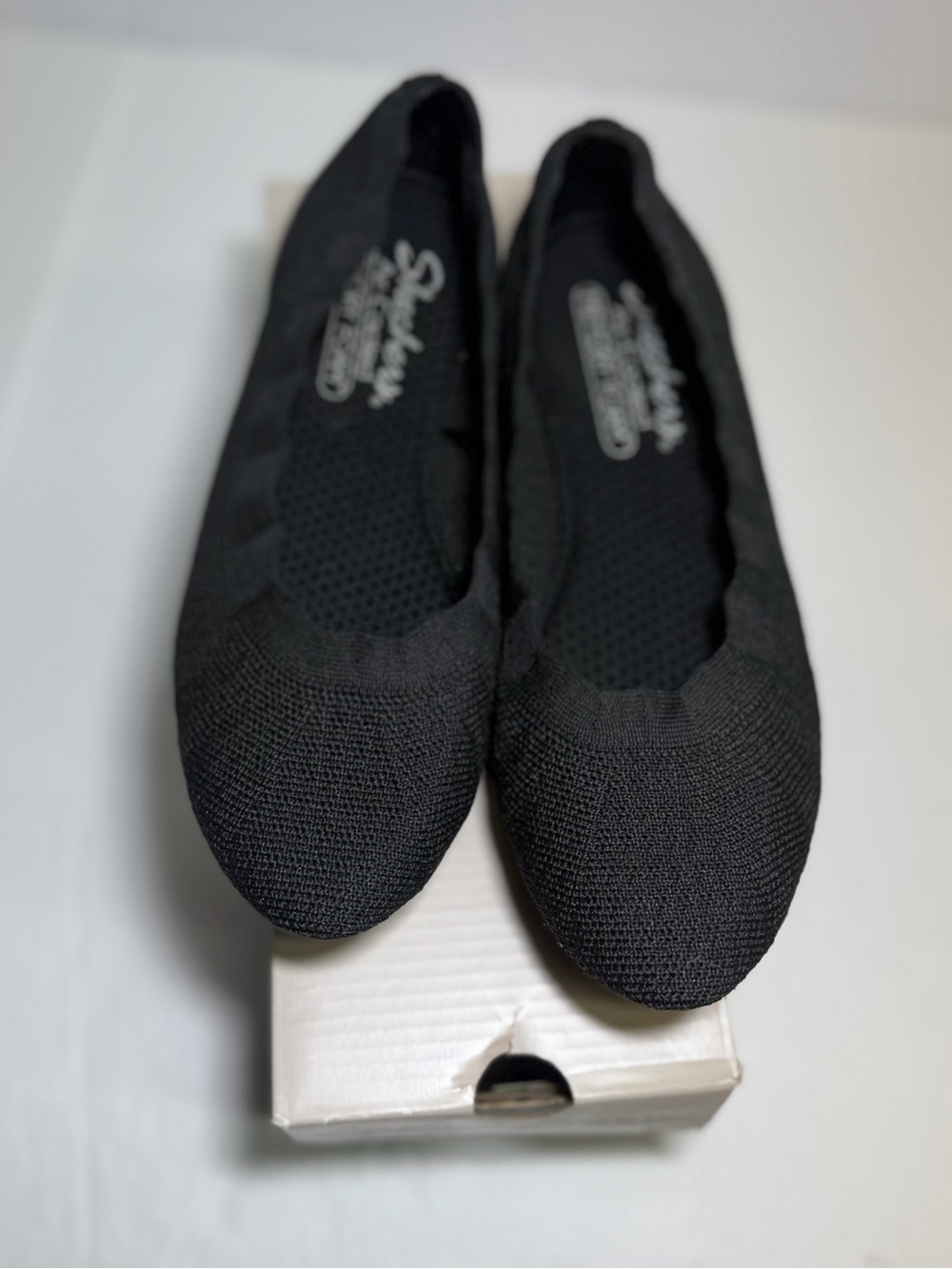 Skechers‎ Cleo 2.0 Love Spell Black Knit Slip-On Ballet Flats — Women's 7